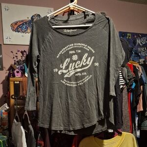 Lucky Brand Charcoal Graphic Long Sleeve Tee